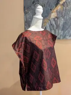 正絹　アンティーク　着物リメイク　紬　プルオーバー　トップス　ベスト