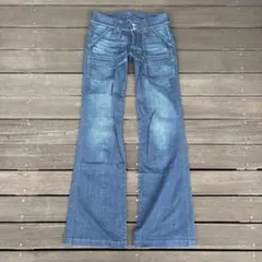 2XL】AGATE LABEL ダメージ フレアデニムパンツ 34 ブーツカット 