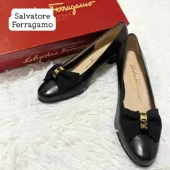 24869✨サルヴァトーレフェラガモ ヴァラリボン 金具 パンプス レザー