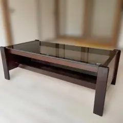 木製フレーム ガラストップ センターテーブル