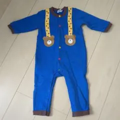 ミキハウス　ホットビスケッツ　騙し絵　ロンパース　青　80