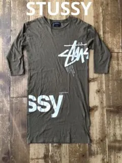 STUSSY ステューシー 七分袖ワンピース カーキ色 S 日本製のサムネイル