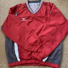 Mizuno 長袖 Ｖネックウィンドウブレーカー 赤 グレー