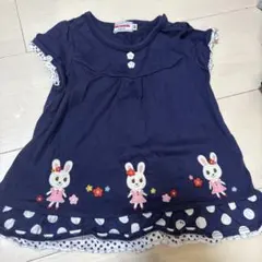 MIKI HOUSE チュニック 90cm うさぎ ネイビー