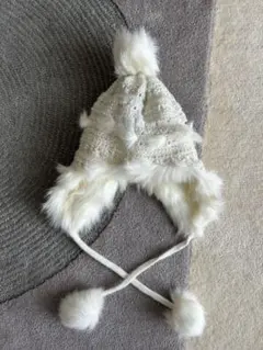 【アメリカンイーグル】ホワイト ニット帽 ポンポン付き