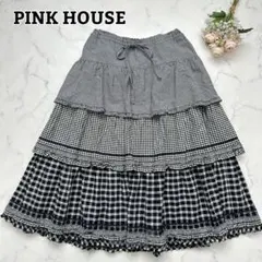 ピンクハウス　新品未使用　激かわチェック柄フレアスカート 2026年最新】PINK HOUSE 柄：チェック レディース ロング フレア