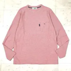 クロコダイル カットソー 長袖 M ピンク 胸ポケット