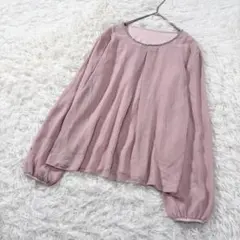 【JUDY】✨襟チェーン風ビジュー シフォン重ねカットソー M くすみピンクのサムネイル