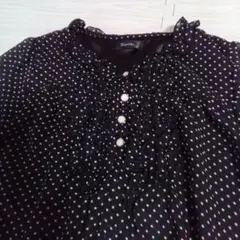 ドット柄　チュニックブラウス　シースルー袖