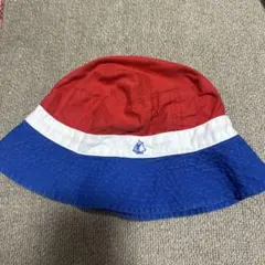 【半額以下】プチバトー　バケットハット 赤・青・白 ロゴ刺繍付き