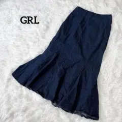 グレイル デニムマーメイドスカート L ロング フレア スリット入り 無地