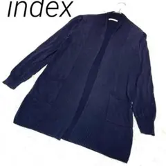index ネイビー オープンフロント カーディガン M カジュアル