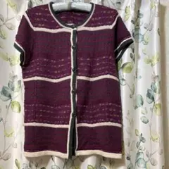 紫とグレーと白他　半袖ニットカーディガン
