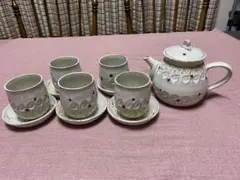 陶器製急須と湯呑み5個と豆皿5枚セット