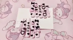 ♡黒×ピンク ラブリーネイル♡