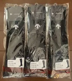 デサント バレーボール用ソックス 黒✕白ロゴ ３足セット（２３－２５ｃｍ）