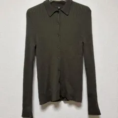 ユニクロ　メリノリブポロカーディガン　XL オリーブ