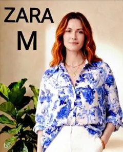 美品　ZARA シャツ　ブラウス M 爽やか 上品 体型カバー ペイズリー