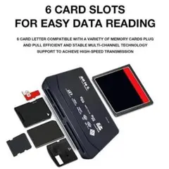 USB式６in１カードリーダー（CF、SD、microSD、TF,X2、MS）のサムネイル