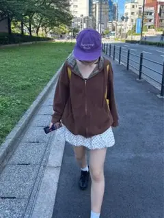 CRAMMY somm.チェックパーカー ブラウン バックサイドチェックパーカー