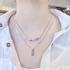 レディース 2本セット ネックレス シルバー 重ね付け アクセサリー レイヤード