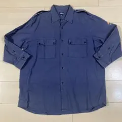 希少❗️90’s USA 製　Stussy ネイビー 7分袖　シャツ M