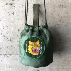 【HB1124】60cm紐　ミリタリーライナーリメイクペイシェントバッグ　巾着