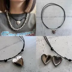 n81 ハート コード チョーカー ネックレス 金アレ対応 サージカルステンレス