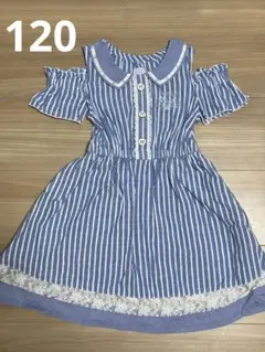 アクシーズファムキッズ　ストライプ柄ノースリーブワンピース　120