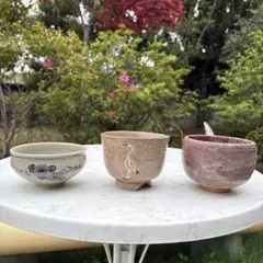 茶碗 立鶴 菊 抹茶茶碗 抹茶碗 茶道具 陶器 陶芸