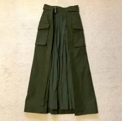 即完売品！CLANE クラネ ミリタリープリーツ　ドッキングスカート　カーキ