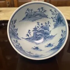 源右衛門窯　染付山水絵飯茶碗のサムネイル