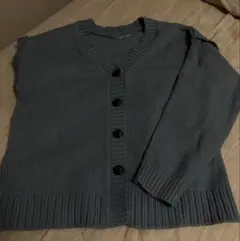 ダークグレー ニット カーディガン 長袖