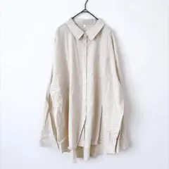 無地 コットンシャツ 長袖トップス 5XL 綿 ビッグサイズ アイボリー