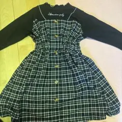 チェック柄長袖ワンピース