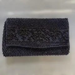 ビーズ装飾 黒 パーティーバッグ