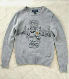 Polo クマ刺繍 グレーセーター　140