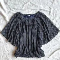 UNTITLED 大きいサイズ 4 洗える シルク混合 ドット柄 プルオーバー 