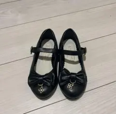 黒 リボン付き フォーマルシューズ 18.0cm