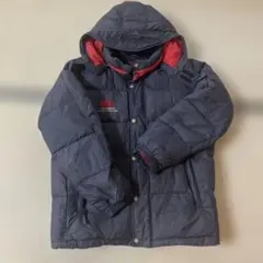 ネイビー/レッド ダウンジャケット フード付き
