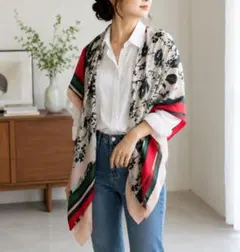 ZARA　ストール ショール スカーフ　ボタニカル柄 大判　マルチカラーのサムネイル