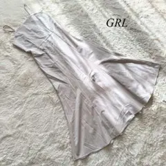 【グレイル】フロントスリットマーメイドキャミワンピース　ベージュ　M 上品