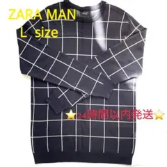 メンズニットセーター　ZARA MAN Lサイズ　ネイビー