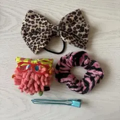 ☆当時物☆ ヒョウ柄セット【平成ギャル】ヘアクリップ 指輪 シュシュ 