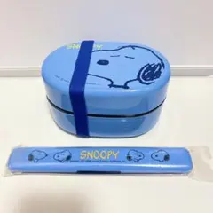 【未使用】スヌーピー合成漆器 2段お弁当箱ランチボックス 箸 セット©1958