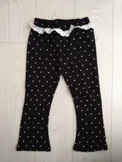 CHERIER ドット柄 レース付きスパッツ ブラック 95cmのサムネイル