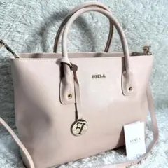 FURLA ショルダーバッグ ハンド レザー 2way チャーム付き ピンクA4のサムネイル