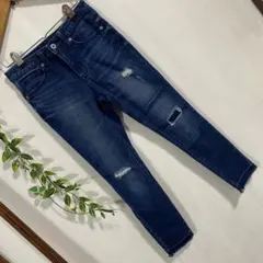 GUダメージ加工スキニージーンズ ダークブルー