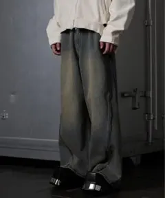 【GRANCY】ジップデザイン バギーデニムパンツ