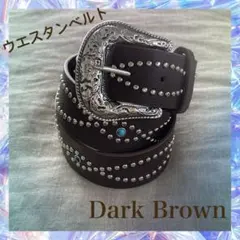 Y2K スタッズベルト ウエスタン ターコイズ ダークブラウン